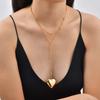 Women's Heart Locket Lariet Necklace, Adjustable Y-Shape Openable Pendant, Stainless Steel Gold Long Chain Fashion Jewelry