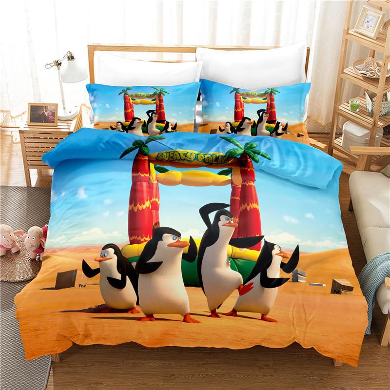 South Pole Cute Penguin Duvet Cover Sets3D PrintCartoon SeriesChildren's Bedroom Bedding Set100% High Quality FullTwin