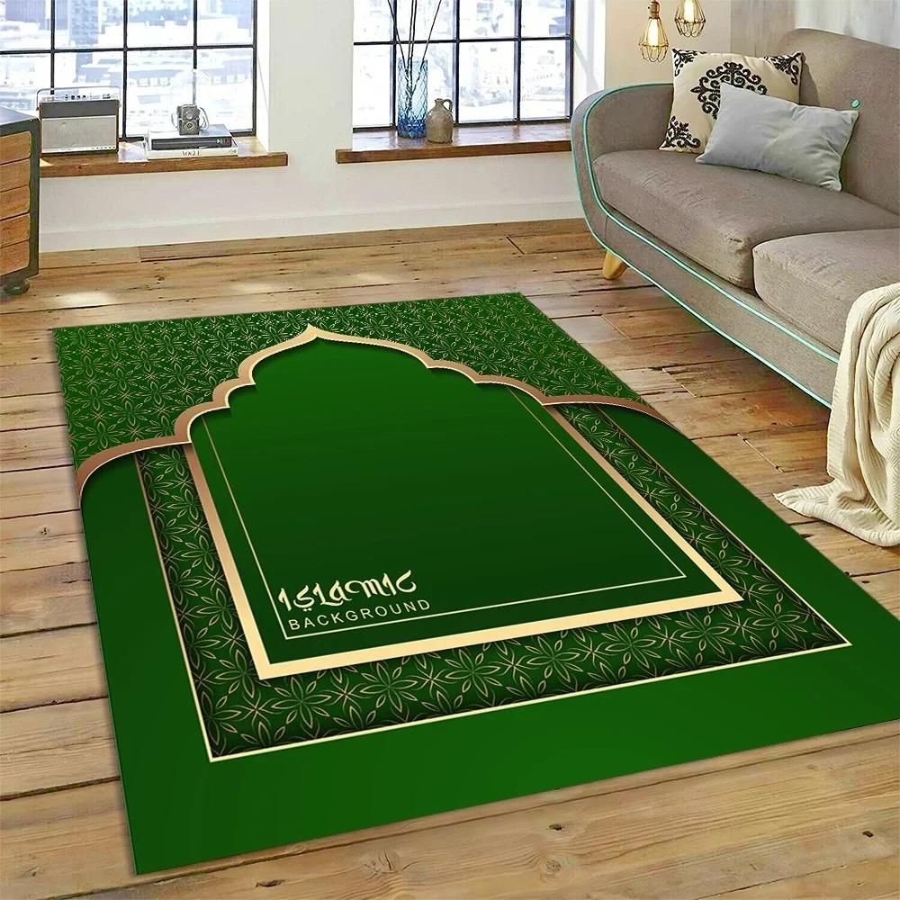 Muslimischer Islam Gebetsteppich zur Wohnzimmerdekoration Teppiche Zuhause Sofa Kaffeetisch Rutschfest Schlafzimmer Bettseite Bodenmatte Waschbar