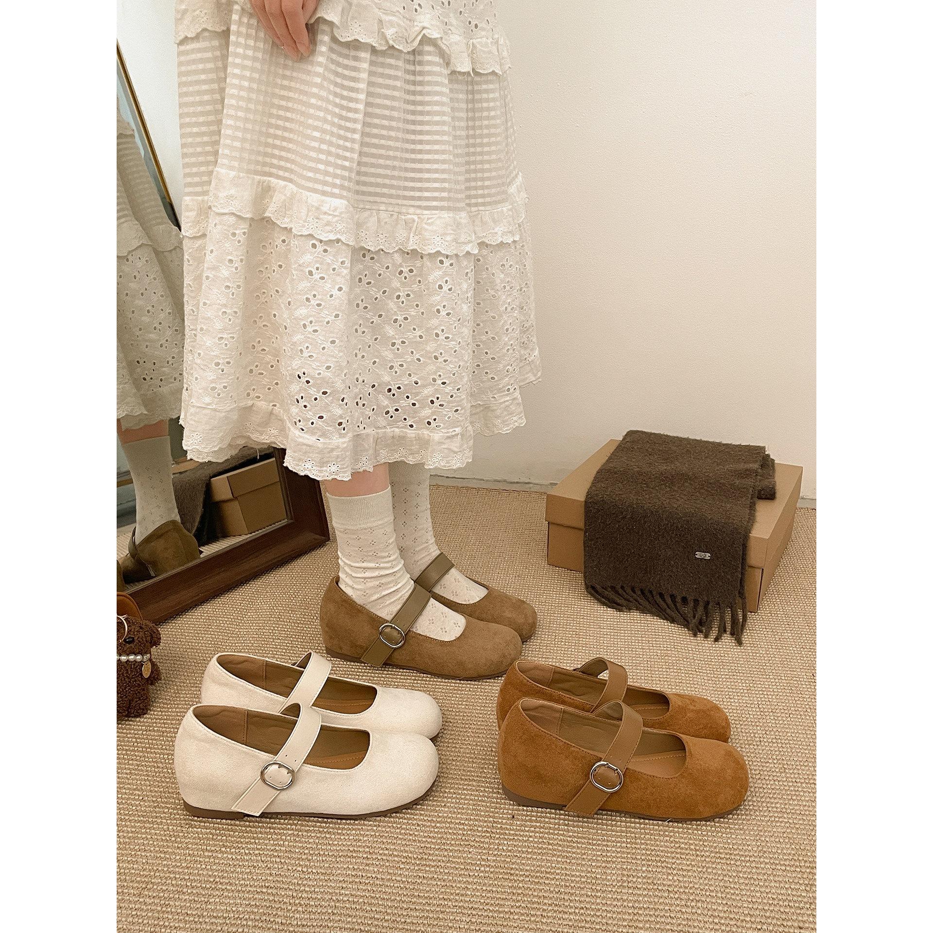 

Белые платформенные Birkenstocks весна-осень с юбкой универсальные туфли Мэри Джейн на мягкой подошве 35 бежевый