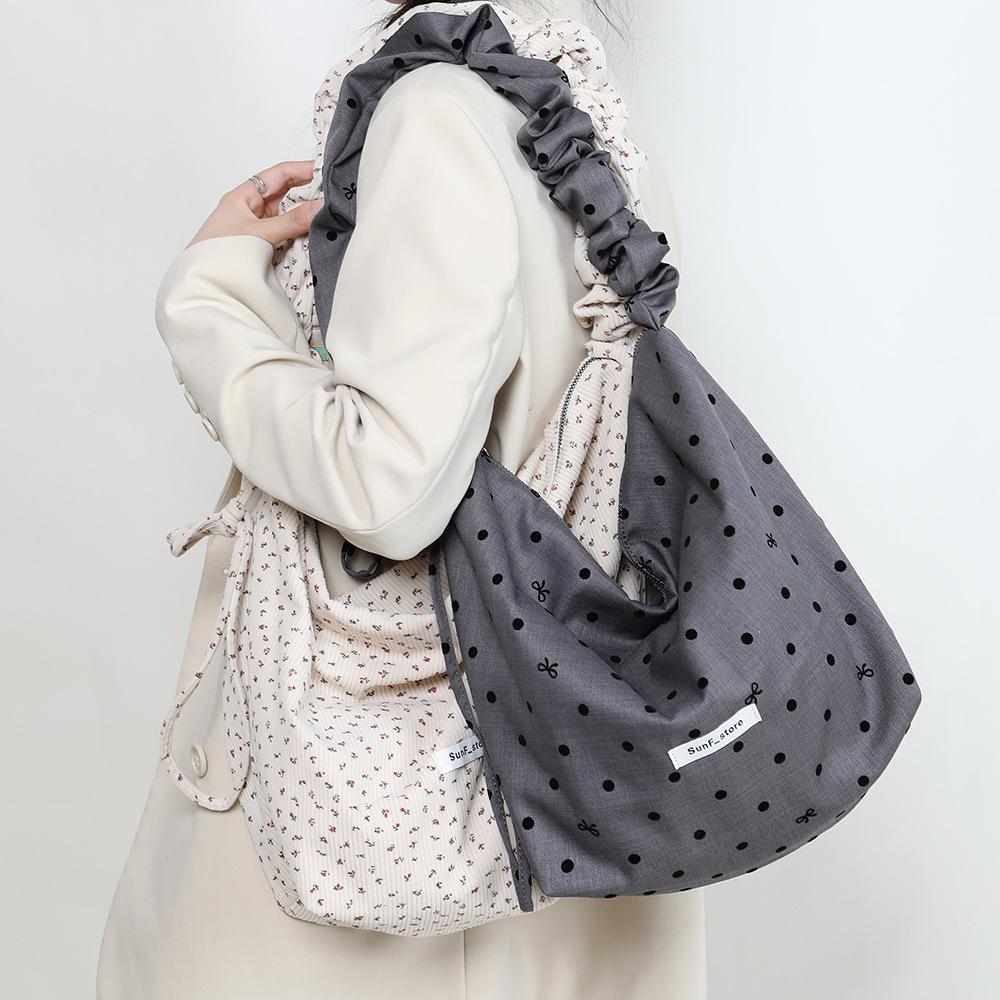 Neue gepunktete gefaltete Tasche, Damen-Tasche mit großem Fassungsvermögen, Umhängetasche, Hochwertige Tragetasche