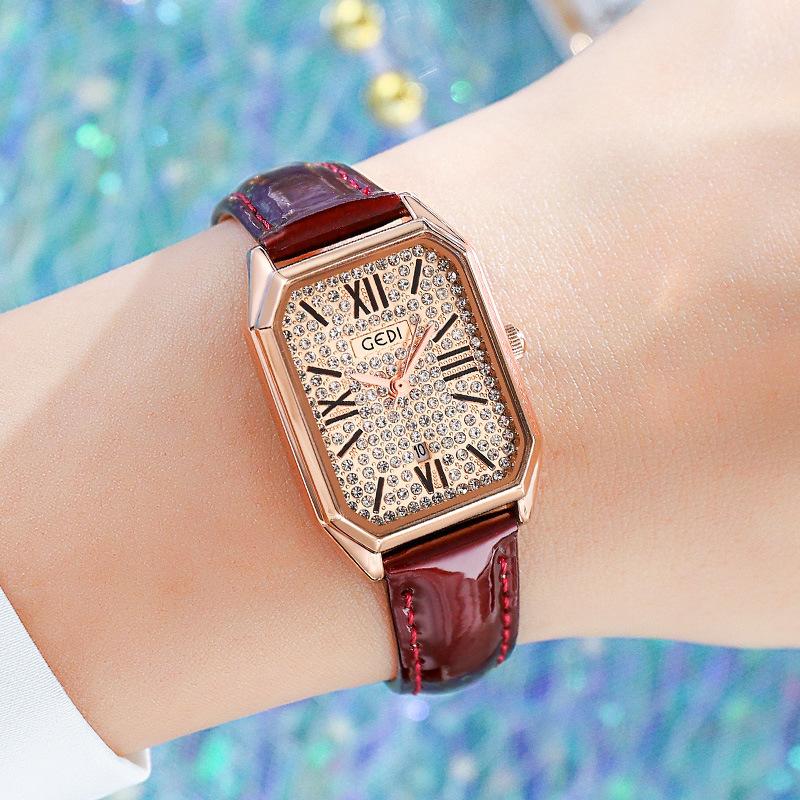 Women S Light Luxury High-End Star Full Of Diamonds Rectangular Quartz Watch