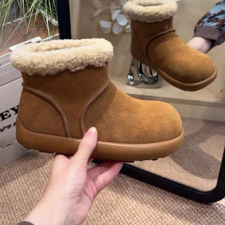 Ruodan Wool Potato Snow Boots Women's Winter 2025 New Small Potato Fluffy Short Boots Thick Sole Piled and Thickened