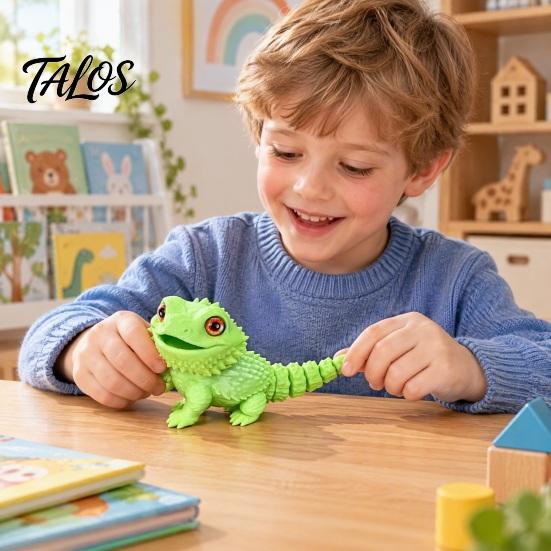 Modello Lucertola in PLA Stampato 3D Figura Drago Barbuto, Giocattolo Fidget Realistico con Figura Dalla Vita Reale Giunti Flessibili, Rettile Articolato per Decorazione da Scrivania