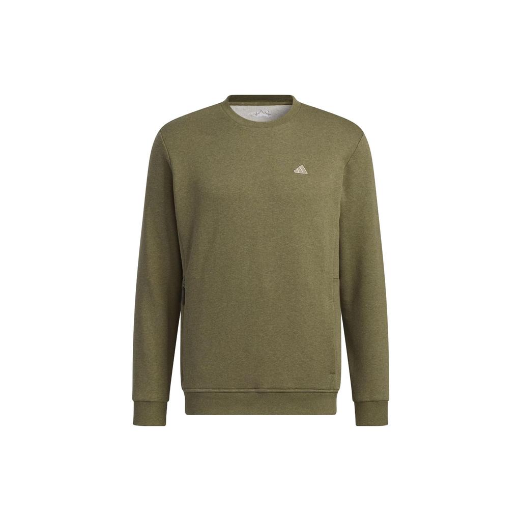 Adidas Go-To Crewneck Sweatshirt Solid Logo Golf Long Sleeve Sweatshirt Men Sweatshirt Rock-Olive IA2944