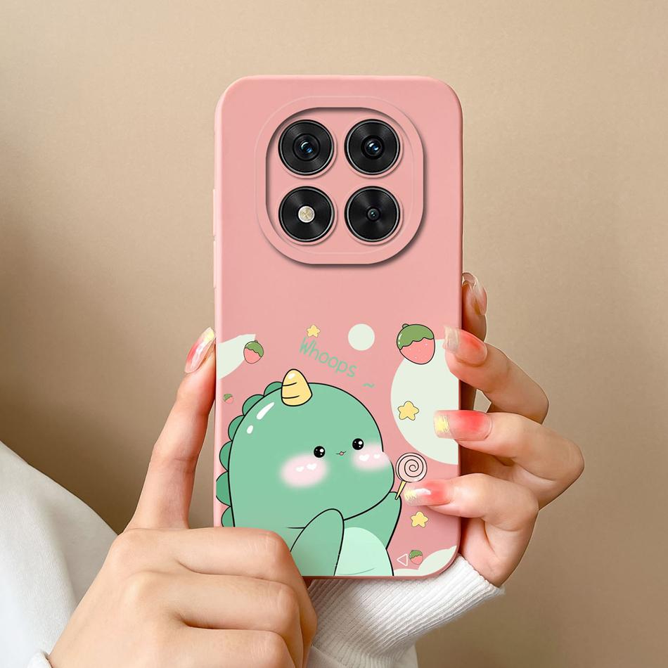 Case For Poco X7 Pro Cute Dinosaur Phone Bags Soft High Quality Liquid Silicone Back Cover For Poco X 7 Pro X7Pro Durable Fundas