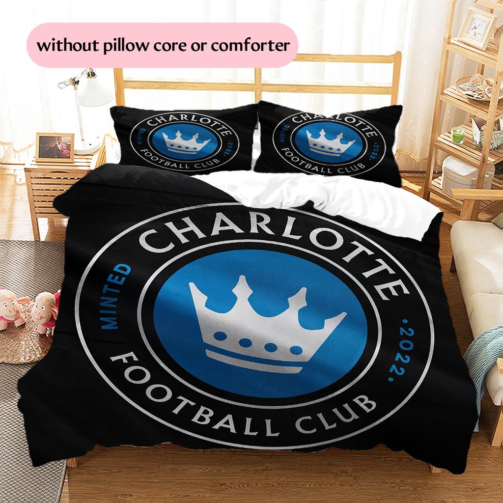 Charlotte FC Pattern Bedding Home Decoration Birthday Gift (1 * duvet cover + 2 * pillowcase, without core)