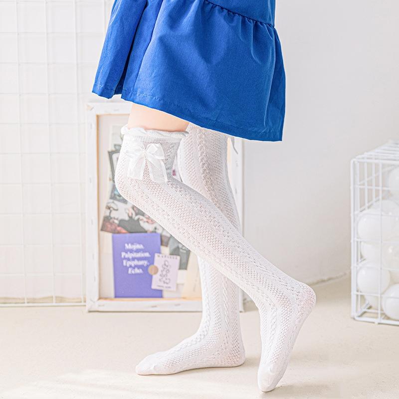 

Летние носки выше колена для девочек, детские сетчатые дышащие длинные носки в японском стиле для принцессы M(5-8y) белый
