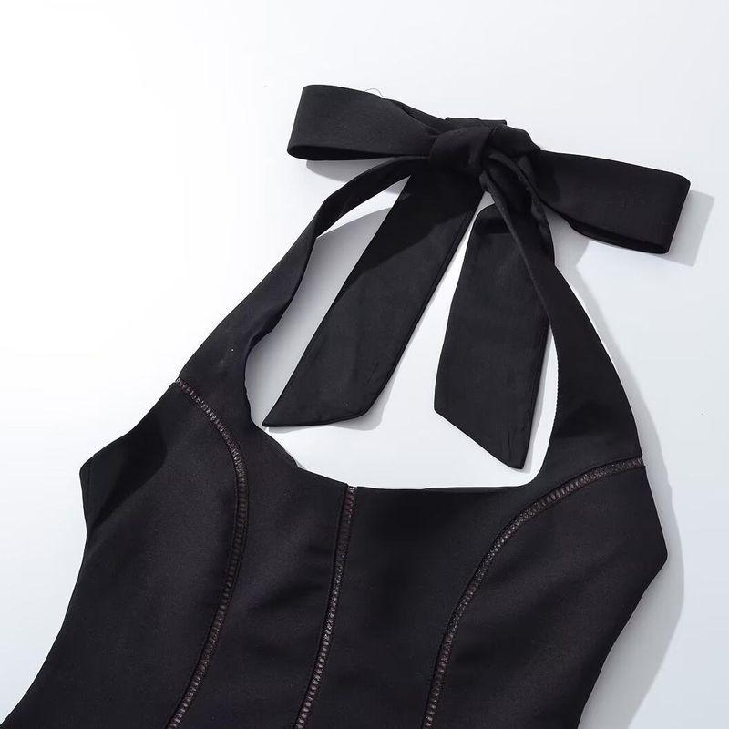 Kaslead New Arrival Women's Clothing Fashion Style Fashion Minimalist Temperament Mesh Slim Fit Patchwork Dress