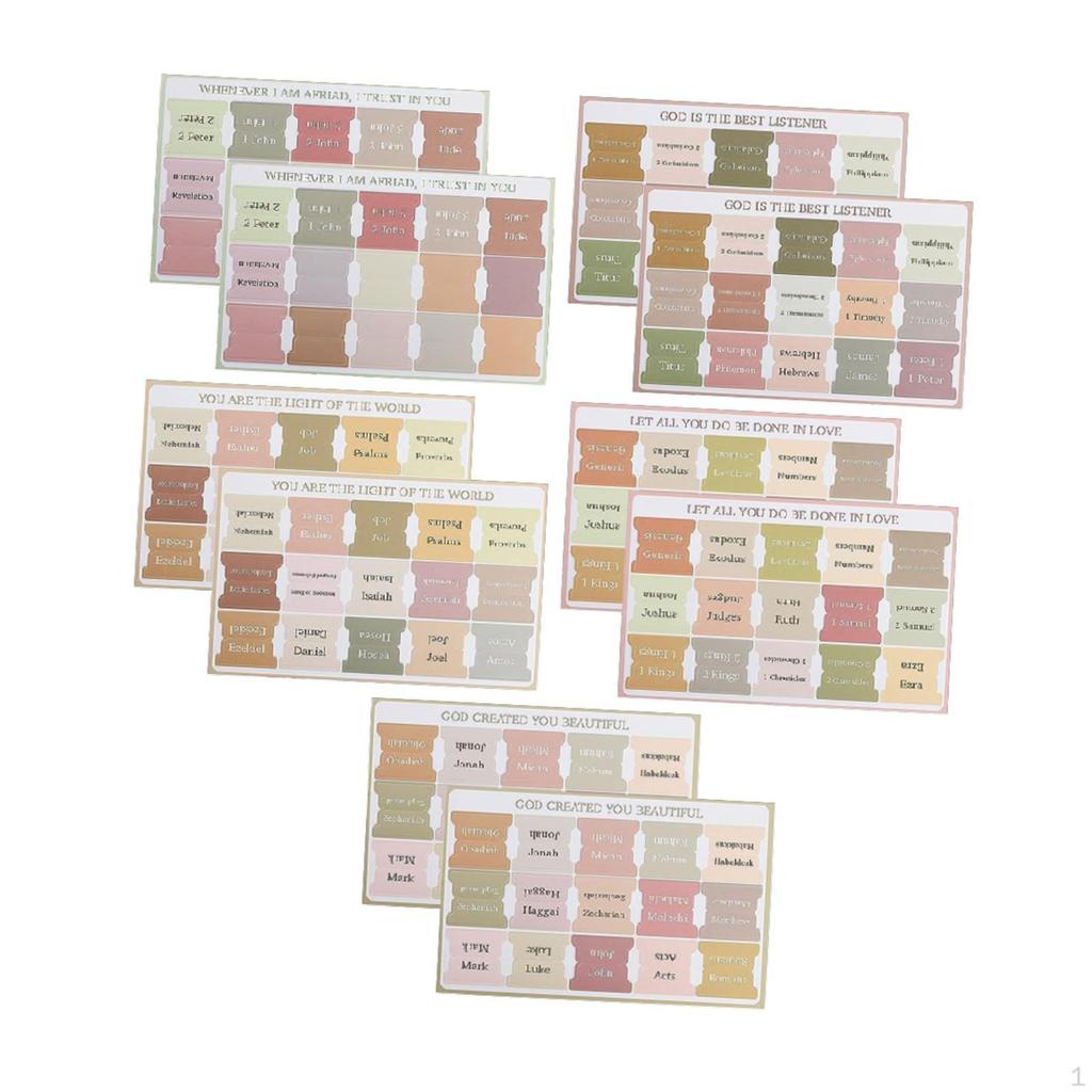 10 Sheets of Colorful Bible Index Tabs for Study