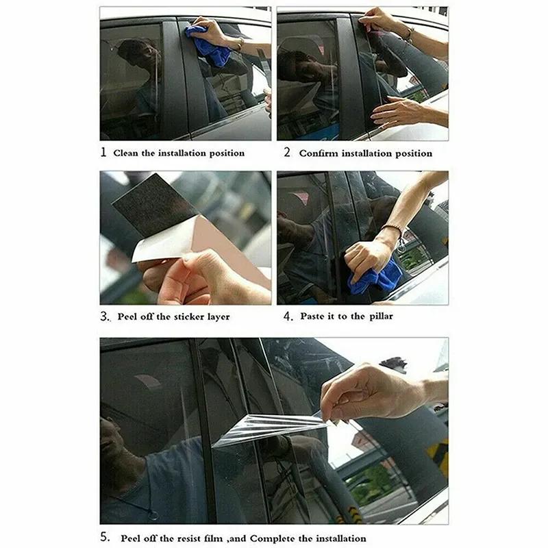8PCS For Lincoln MKX/Ford Edge 2007 2008 2009 2010 2011 2012 2013 2014 Glossy Black Pillar Posts Window Cover BC Column Sticker