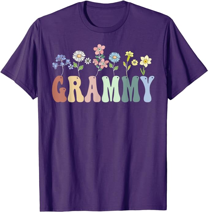 Grammy Gifts Women Wildflower Floral Design Grammy T-Shirt Women's Fashion Nana Gigi Grandma Tees Yaya Mimi Mother's Day Clothes
