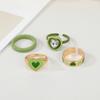 Trendy Green Love Heart Ring Set für Frauen Acrylharz Zeigefinger Knöchel Ring Zirkon Schmuck