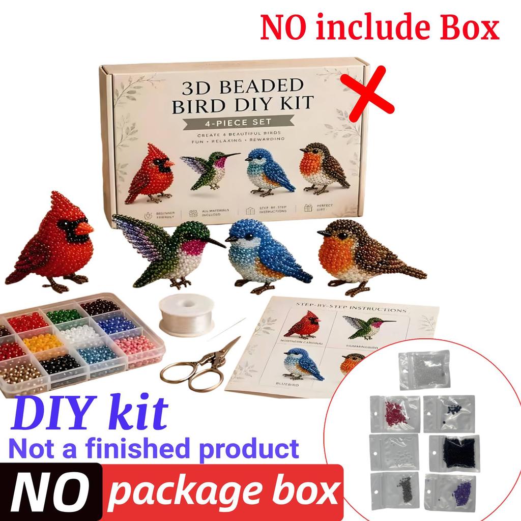3D Beaded Gnome DIY Beading Craft Material Kit Set DIY Cute Animal Dwarf Bead Craft Set NO/with Box (Not a Finished Product)