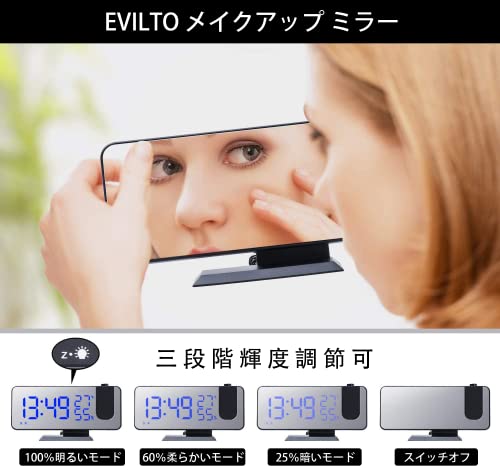 EVILTO Thermometer/Hygrometer Digital Projection Clock, Multi-Function Alarm Clock with AC Adapter, FM Radio, Alarm, Projection, and Snooze Functions,