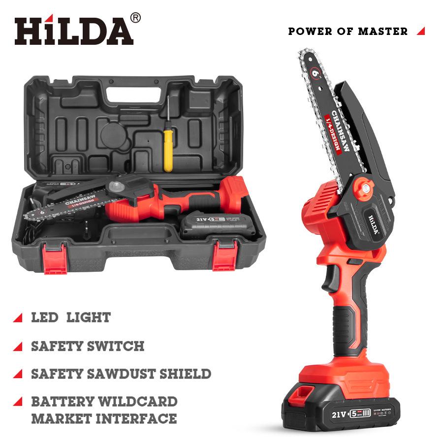 6-inch Cordless Electric Chainsaw with Rubberized Grip, Lithium Battery-Powered, Mini Woodworking & Logging Saw for Garden Tools