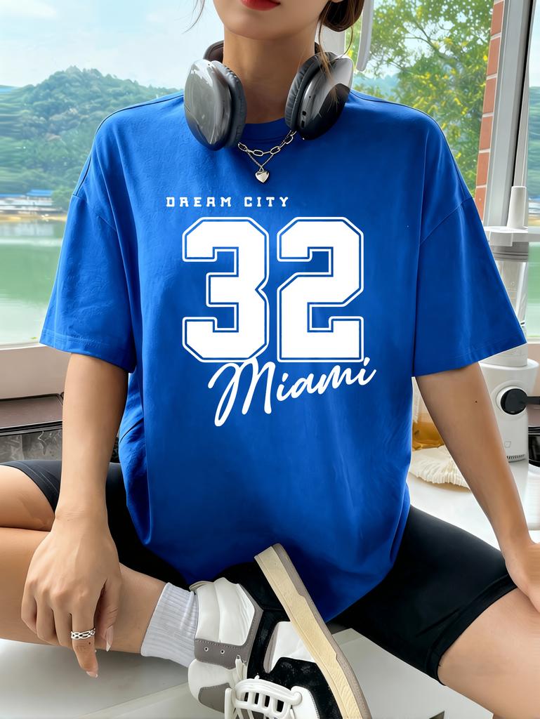 Dream City Number 32 Design Woman T-Shirts Polyester Multicolor T Shirt Hip Hop Summer Short Sleeve Y2K Breathable Clothing