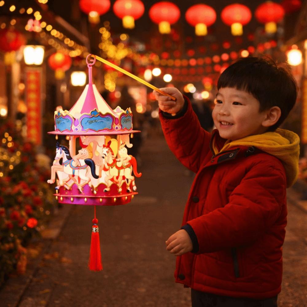 Handmade Year of the Horse Lantern 3D Luminous Lanterns Creative Portable Lanterns New Year