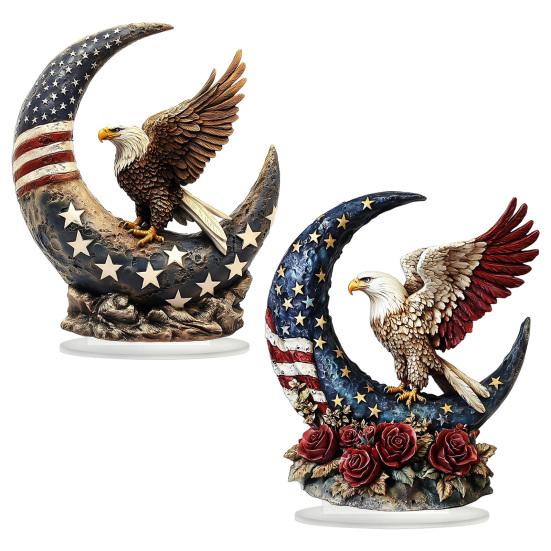 Acryl-Tischschild zum Unabhängigkeitstag, Patriotische 2D Mond-Adler-Rosen-Dekoration, Tischmittelstück-Ornament für die Feierparty, Vierter Juli
