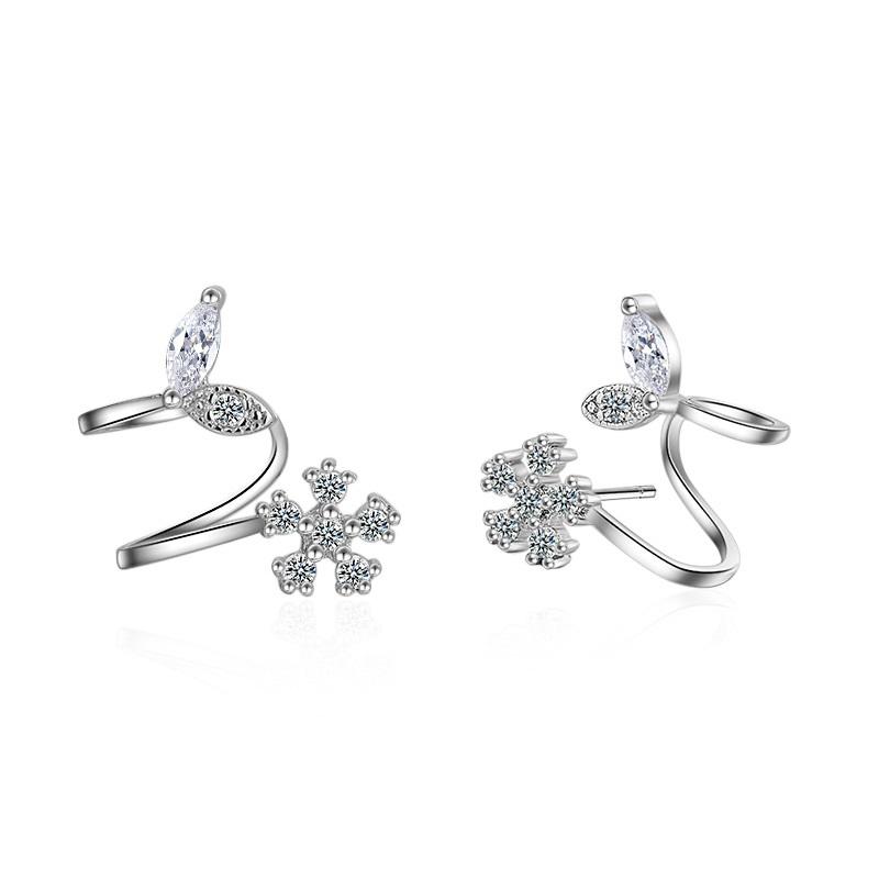 BELLA BOX Fashion Zircon Snowflake Five Petals Stud Earrings Jewelry Wedding Party Gift