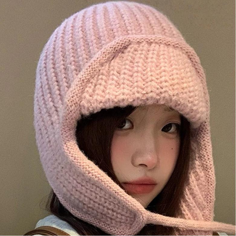 Cute New Young Women Daily Use Performance Ear Protection Country Style Knitted Beanie Hat