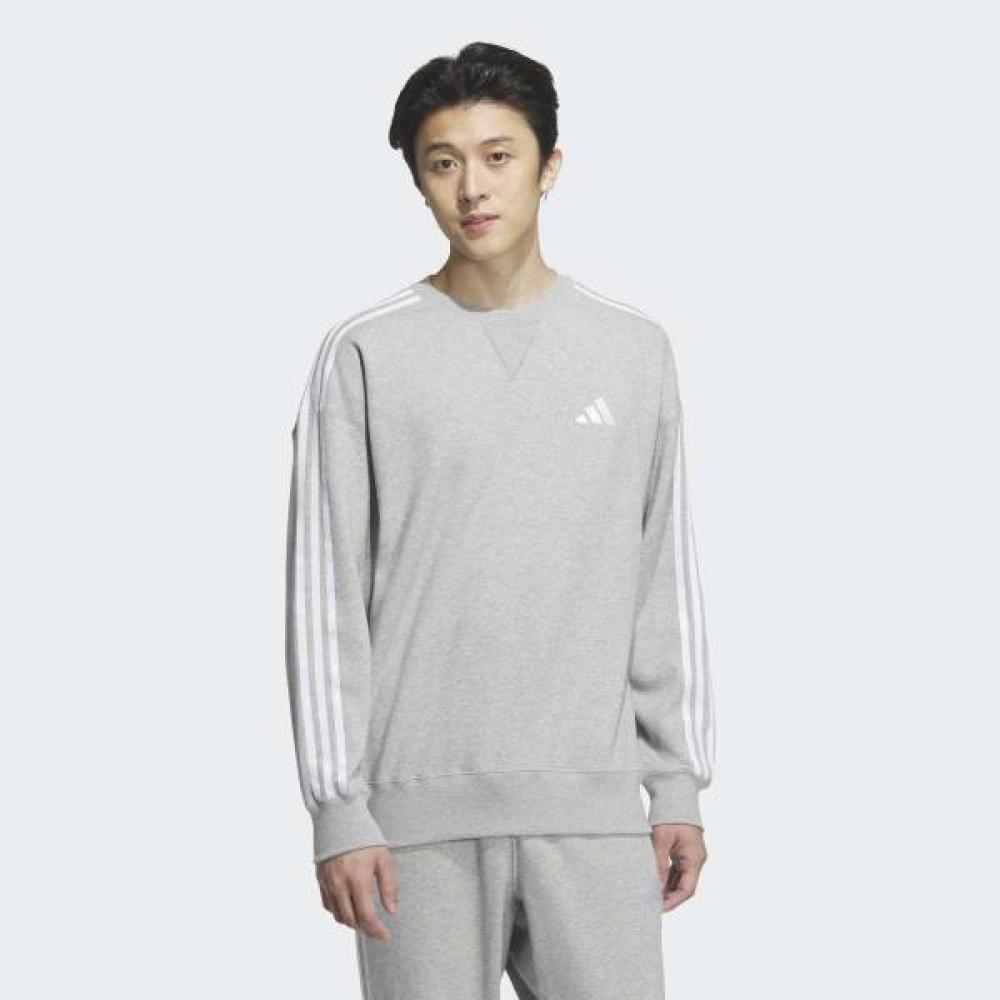 Adidas Essential+ Loose Fit 3s French Terry Sweatshirt Grey