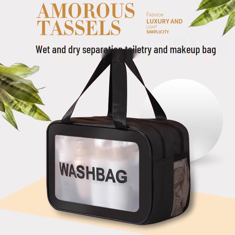 Portable Women's Wet & Dry Wash Bag - Large Capacity Travel Makeup and Cosmetic Storage