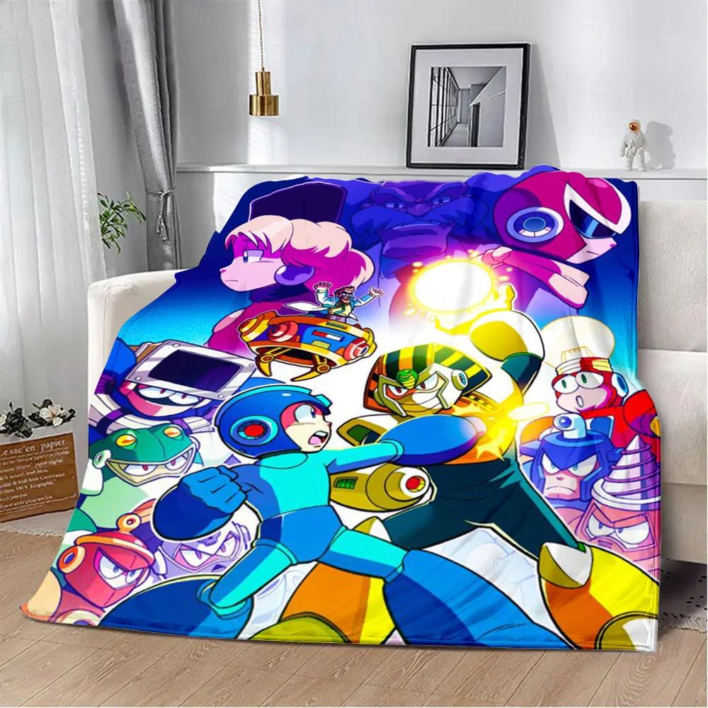 Cartoon Rockman Game Megaman Printed Blanket Picnic Blankets Warm Blanket Soft and Comfortable Blanket Home Travel Birthday Gift