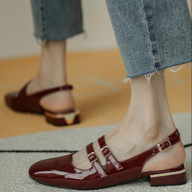 BaoTou Womens Sandals Summer Low Heels Square Mary Jane Shoes for Women Modern Sandals Buckle Strap Sandals Sexy Slingback Shoes