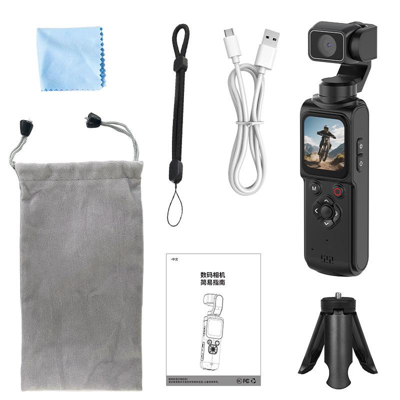 

4K Handheld Vlogging Camera with WiFi—Outdoor Pocket Gimbal Camera,Handheld Video Camcorder with Audio & Video Recording None Card чорний