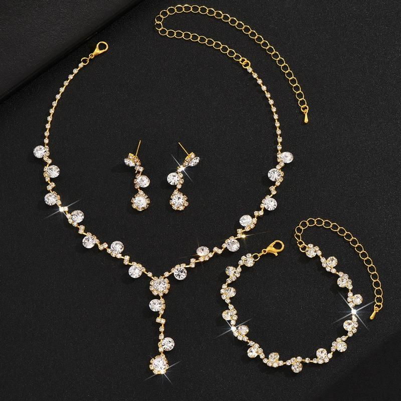 Fashion Crystal Necklace, Earrings, Bracelet, Ring, Jewelry, Wedding Accessories, Versatile for Brides