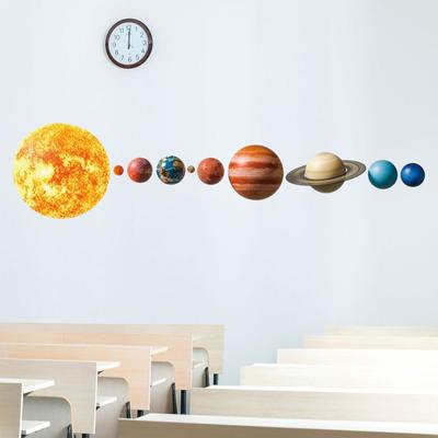 Etiqueta de la pared 3D del planeta del Sistema Solar para decoración de la pared del fondo de las habitaciones de los niños, papel tapiz para el hogar, pegatinas para Mural de guardería