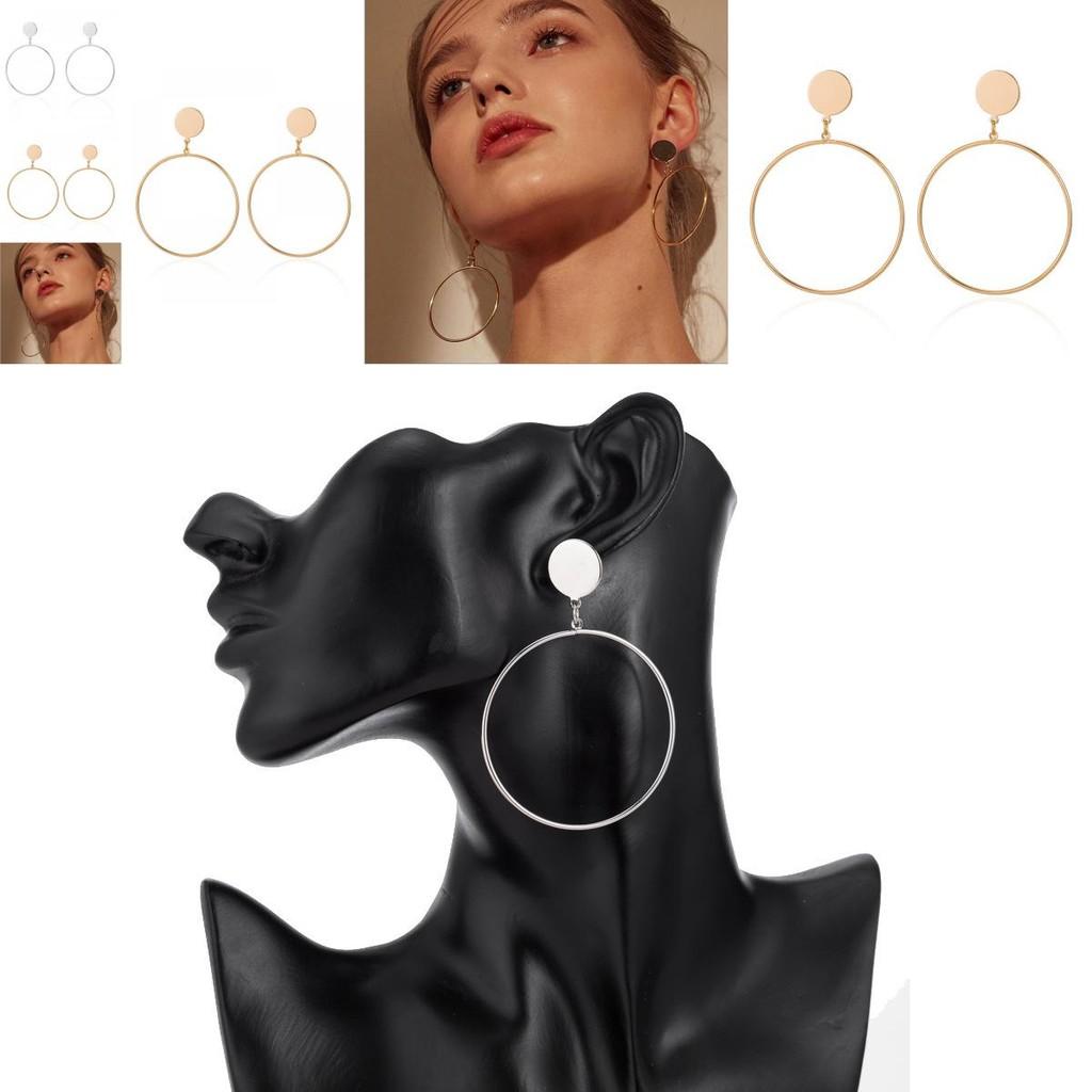 Elegant Oversized Circle Earrings Alloy Metal Chic Minimalist Big Hoops