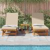 2 Person Sun Lounger (3 Pcs) Brown Solid Acacia Wood