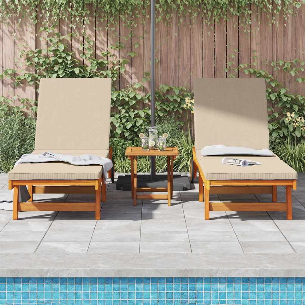 2 Person Sun Lounger (3 Pcs) Brown Solid Acacia Wood