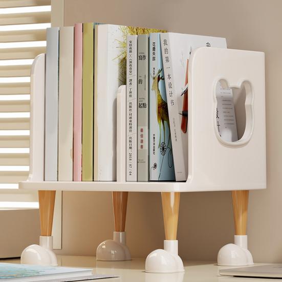 Yousheng Cute Bookends Organizer for Desk Pastel Kids Book Holder Shelf with Multi-Compartment, Anti-Tip Base & Open Design, Study Decor for Textbooks