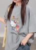 2026 Summer Sanrio Comic Form Hello Kitty Image 100 Cotton Printed Casual Tshirt Girls Parentchild Top Casual Wear Y2k