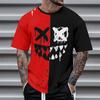 Summer Round Neck 3D Neon Graffiti Skull Graphic Print Top Fashionable Casual Short Sleeved Men's T-shirts
