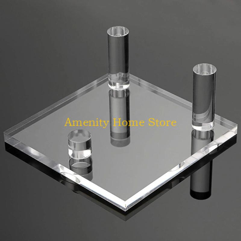 F26C Pack of 4 Acrylic Display Cradle for Artwork and Pottery Minerals Storage Rack Elegant Artifacts Presentation Stand