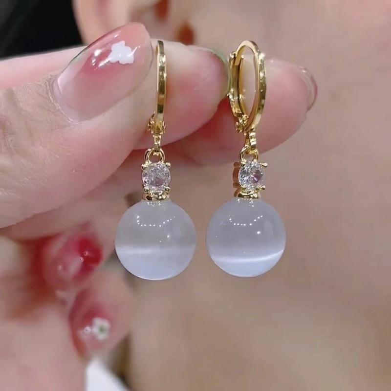 Koreanische Mode Perlenstecker & Vielseitige Hängeohrringe, Hongkong-Stil Hepburn Kleine Ohrringe