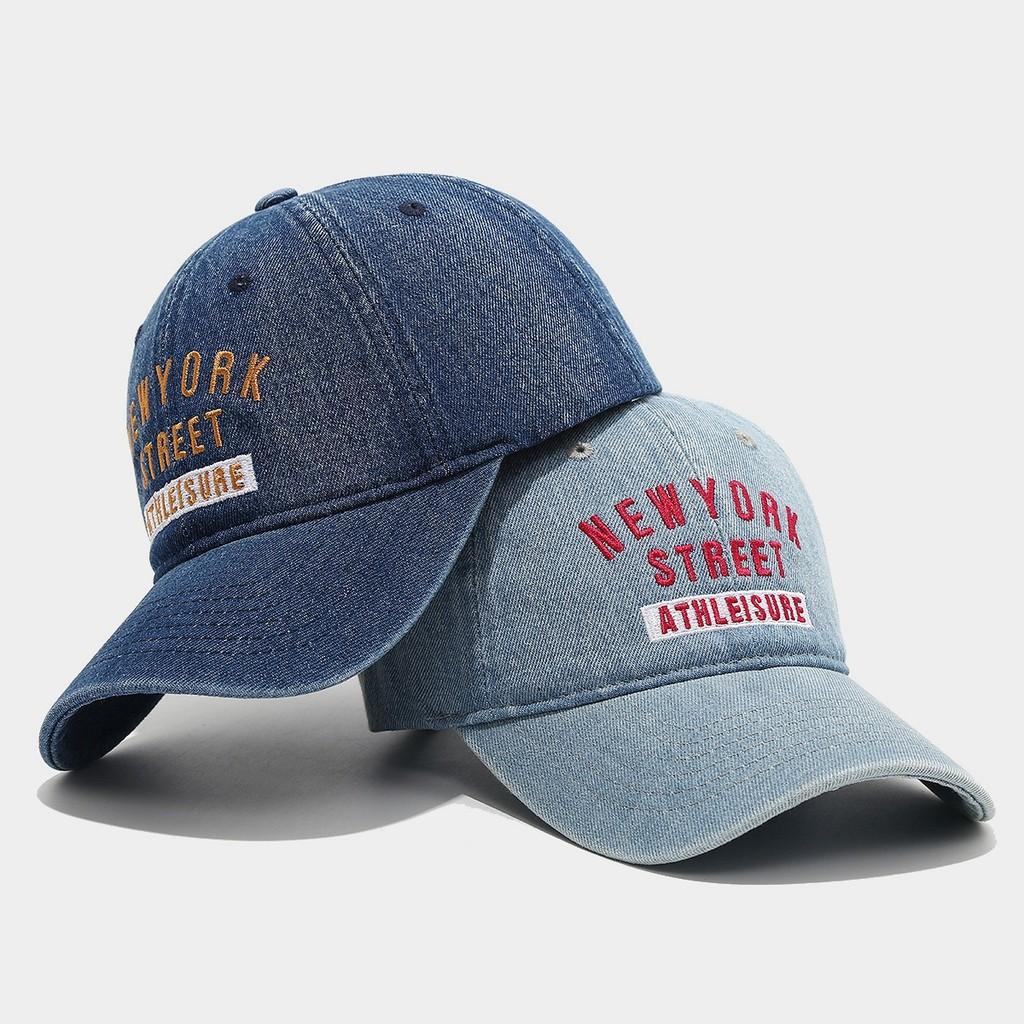 Denim Baseball Cap With Embroidered Letters For Outdoor Sun Protection