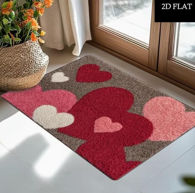 

Heart-shaped Door Mat Washable Floor Mat for Entrance Doors Living Rooms Laundry Rooms Home Decor Spring Decoration Carpet 40cm x 60cm