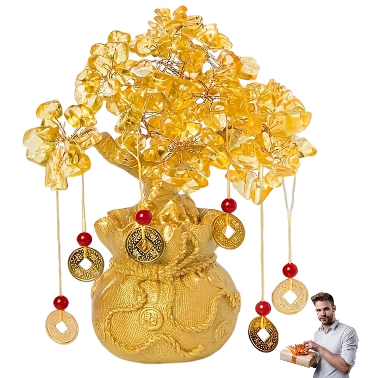 

Crystal Lucky Tree Wealth Natural Tree Bonsai Ornaments Money Tree Yellow Crystal Feng Shui Craft Citrine