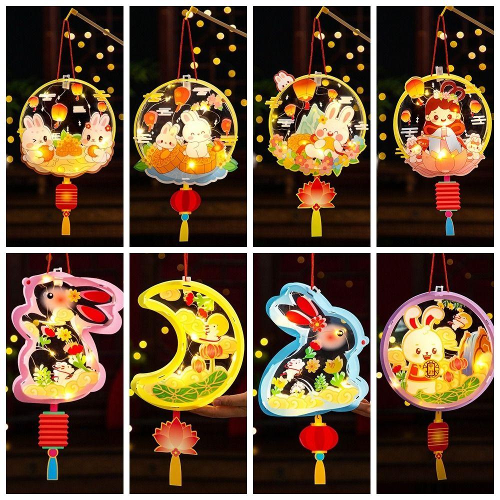 PVC Mid Autumn Rabbit Lantern Chinese Ancient Style Handheld Lantern  Women Children