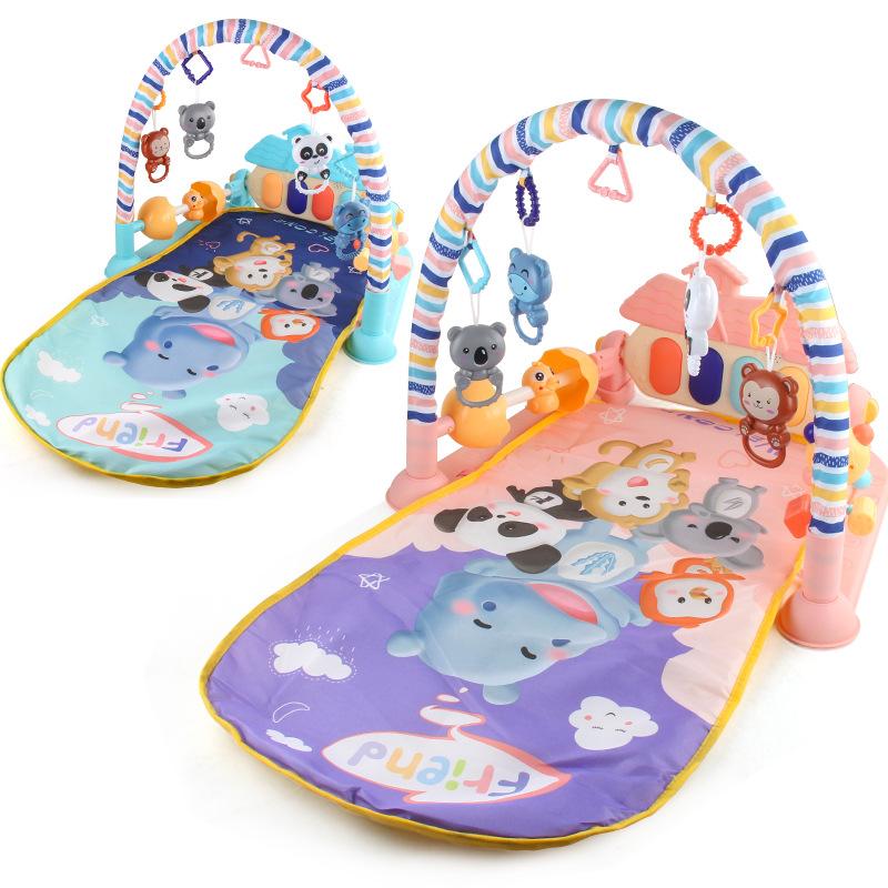 Baby Pedal Piano, Rattle, Lights And Music, Washed Crawling Mat With Guardrail, Newborn Fitness Rack.