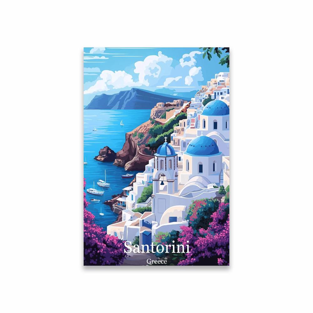Colorful Santorini Print Santorini Vintage Travel Poster Greece Vintage Wall Art Travel Canvas Painting Home Decoration