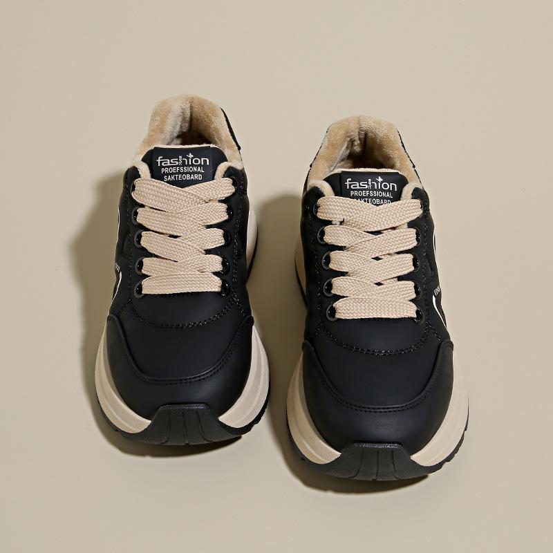 

[Customized] JCF2705 new 2025 autumn women s shoes platform student board shoes casual splicing and velvet to increase height 40