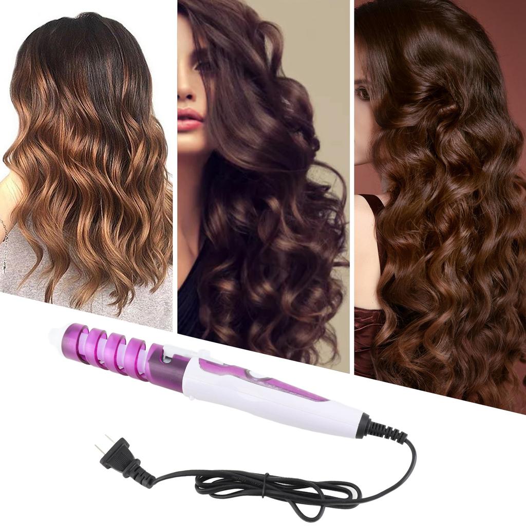 Mini Spiral Hair Curler Portable AntiScald Wavy Hair Styling Hair Curling Wand Purple