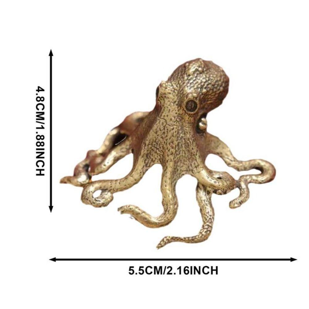 Antique Octopus Ornament Solid Copper Animal Figurines Octopus Statue  Desk Ornament Accessories