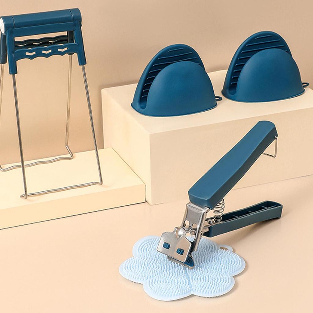 Hot Plate Grippers Non-Slip Bowl Tongs Anti-Scald Bowl Clip With Mats And Oven Gloves For Kitchen Pot Pan Dish Microwave Cooking